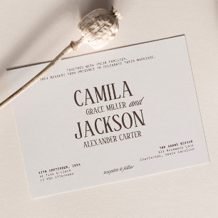 Convite Casamento Marrom Espresso e Marfim Moderno