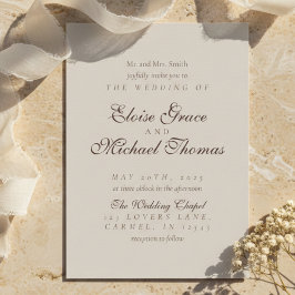 Convite Casamento Marrom Espuma Simples Moderno