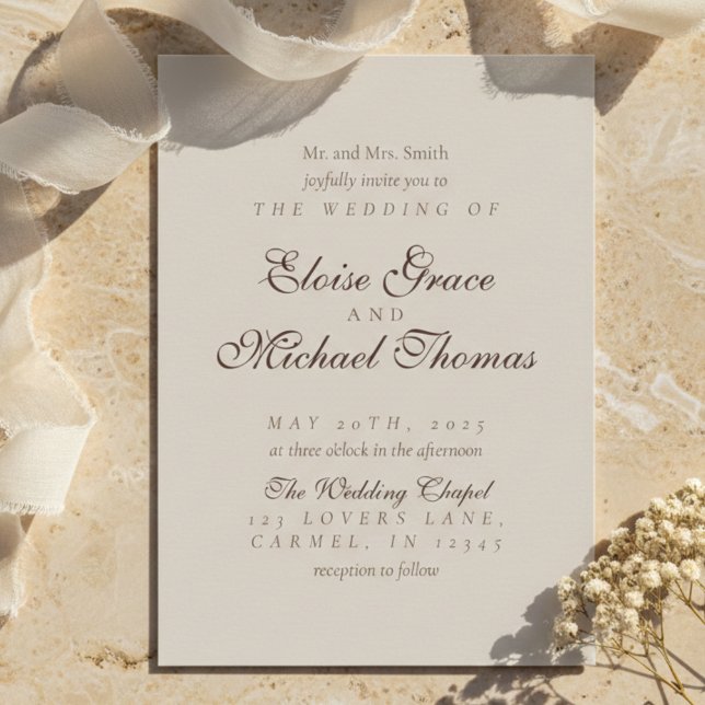 Convite Casamento Marrom Espuma Simples Moderno (Simple Modern Mousse Brown Wedding Invitation
)