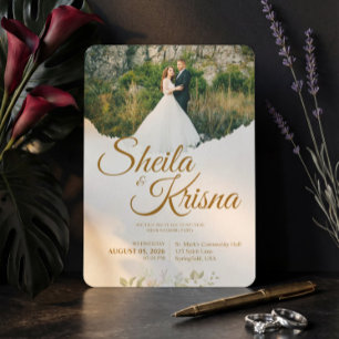 Convite Casamento Marrom Floral com Elegância Pastel com F