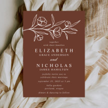 Casamento Marrom Floral Desenhado