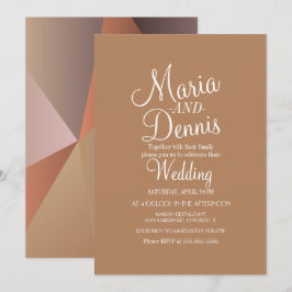 Convite Casamento Marrom Geométrico Moderno de Outono