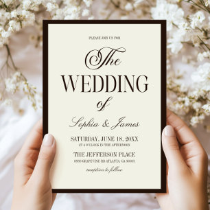 Convite Casamento Marrom Marfim Expresso Elegante Moderno
