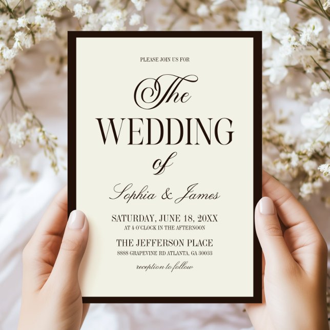Convite Casamento Marrom Marfim Expresso Elegante Moderno (Criador carregado)