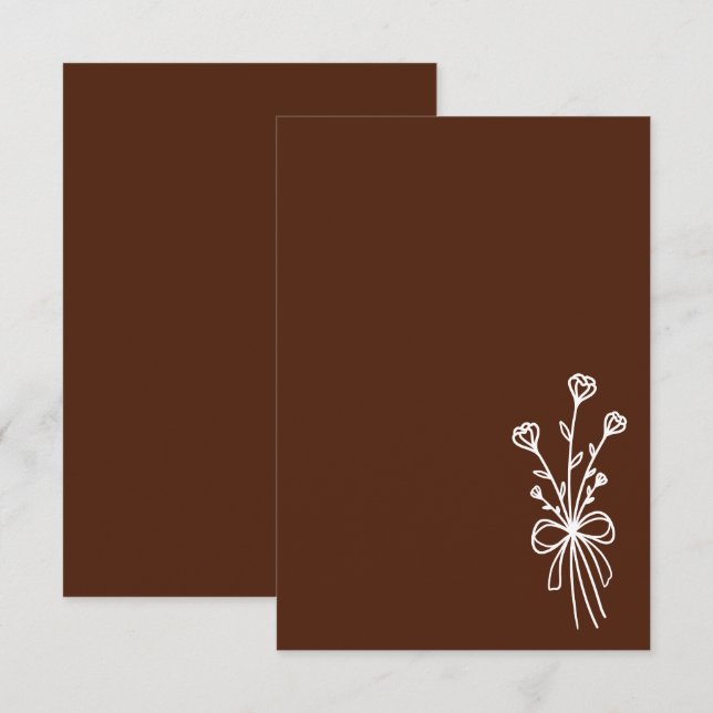 Convite Casamento Marrom Minimalista Elegante (Frente/Verso)