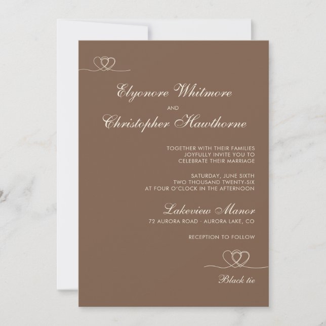 Convite Casamento Marrom Moderno Chic Mix and Match (Frente)