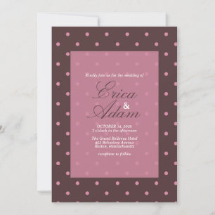 Convite Casamento Marrom & Rosa Pontinhos Padrão Boho Bolh