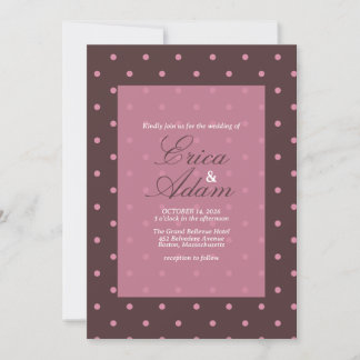 Convite Casamento Marrom & Rosa Pontinhos Padrão Boho Bolh