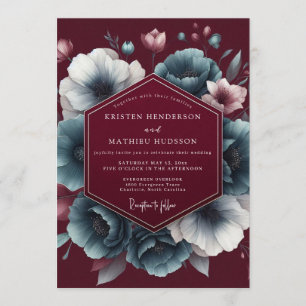 Convite Casamento Marrom Teal Chiaroscuro
