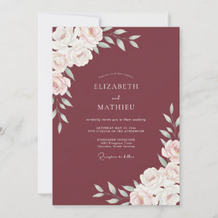 Convite Casamento Marsala Ranunculus Eucalipto Empoeirado