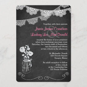 Convite Casamento Mason Jar, Lace Bunting Quadro 3