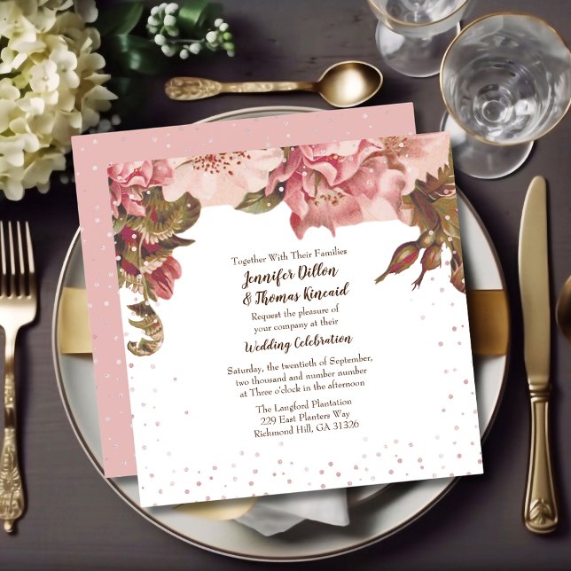 Convite Casamento Mauve Floral Rústico (Criador carregado)