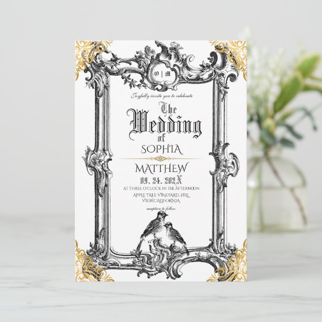 Convite Casamento Medieval Fantasia Real (Em pé/Frente)