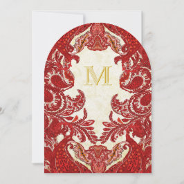 Convite Casamento Medieval Renascentista Vermelho Vintage