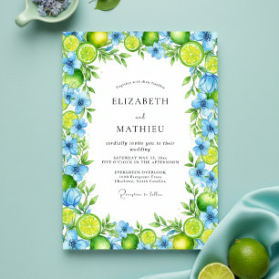 Convite Casamento Mediterrâneo Aquarela Verde Lima