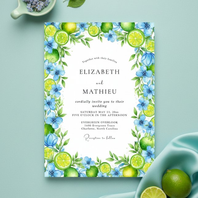 Convite Casamento Mediterrâneo Aquarela Verde Lima (Criador carregado)