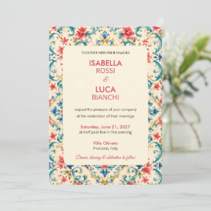 Convite Casamento Mediterrâneo Azulejo Italiano