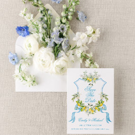 Convite Casamento Mediterrâneo Photo/Crest Salvar a Data