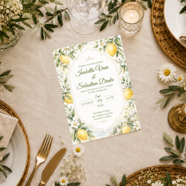 Convite Casamento Mediterrâneo Romântico (Criador carregado)
