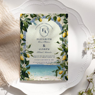 Convite Casamento mediterrânico com limão e verde