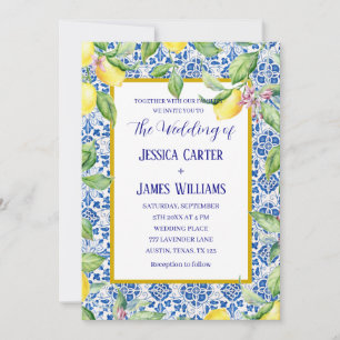 Convite Casamento mediterrânico dos Azulejos Limões