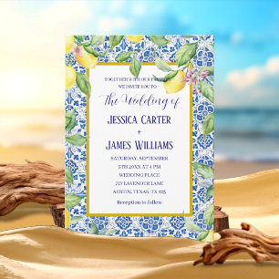 Convite Casamento mediterrânico dos Azulejos Limões