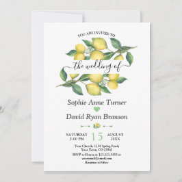 Convite Casamento mediterrânico Elegant Watercolor Lemon