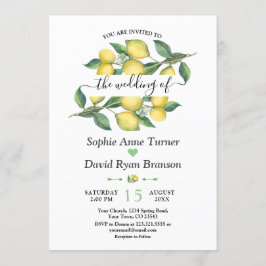 Convite Casamento mediterrânico Elegant Watercolor Lemon
