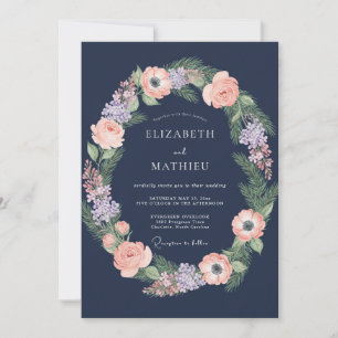 Convite Casamento Meia-Noite Âmbar Ranunculus Cinza Eucali