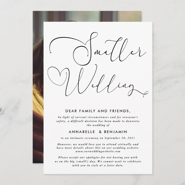 Convite Casamento Menor | Anunciamento de Redimensionament (Frente/Verso)