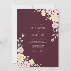 Convite Casamento Merlot Blush Ranunculus Eucalipto