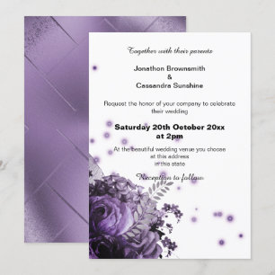 CONVITE CASAMENTO METÁLICO FLORAL FLORAL DO BUQUÊ ELEGANTE