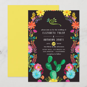 Convite Casamento Mexicano Fiesta Floral Colorido em Aquar