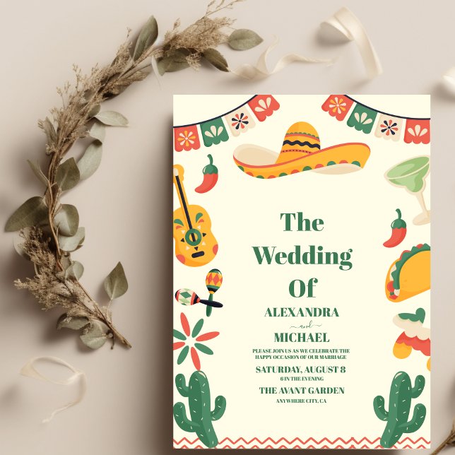 Convite Casamento Mexicano Fiesta Papel Picado (Criador carregado)