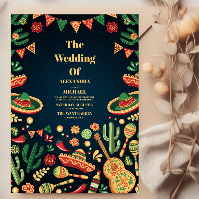 Convite Casamento Mexicano Fiesta Papel Picado (Criador carregado)