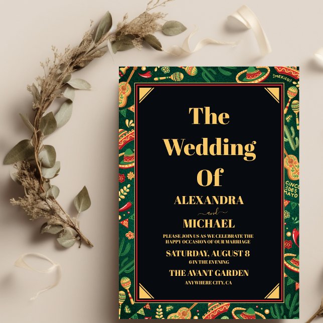 Convite Casamento Mexicano Fiesta Papel Picado (Criador carregado)