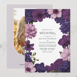 Convite Casamento Midnight Iris, Velvet Plum & Dusty Petal