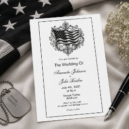 Convite Casamento Militar com Bandeira Americana Minimalis