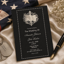Convite Casamento Militar Elegante com Bandeira Americana 