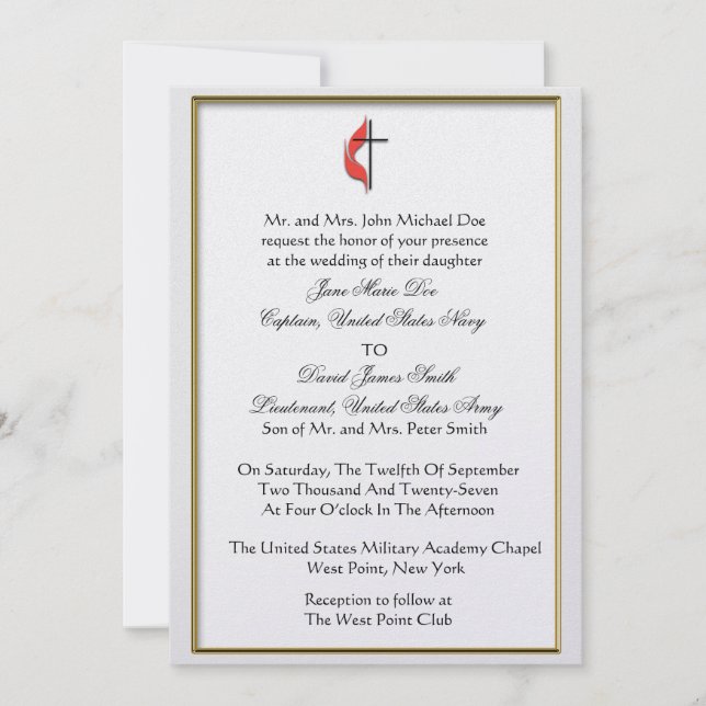 Convite Casamento Militar Metodista (Frente)