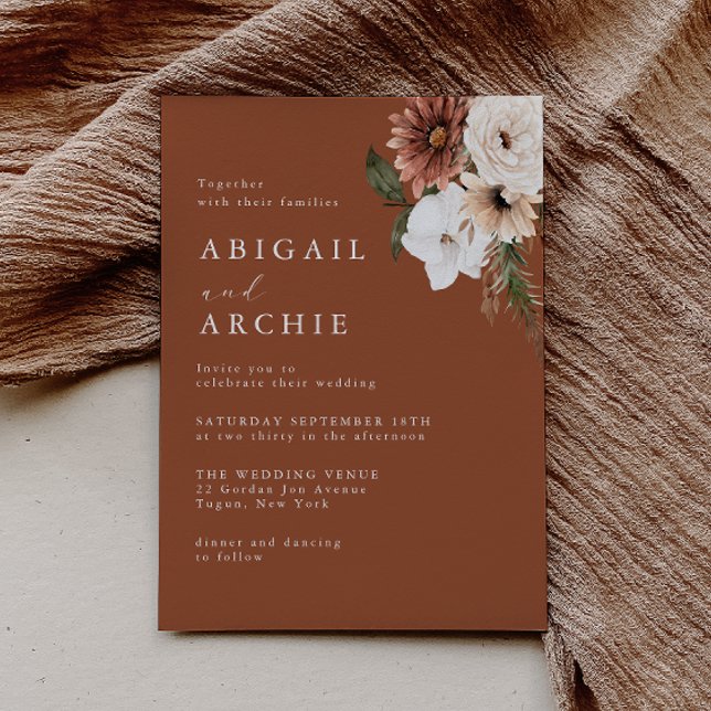 Convite Casamento Minimal Boho Terracotta  (Criador carregado)