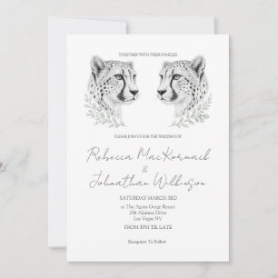 Convite Casamento Minimal Cheetah Chic Preto Script Grande