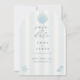 Convite Casamento Minimalista à Beira-Mar com Concha Save 