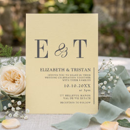 Convite Casamento Minimalista Amarelo Manteiga Elegante