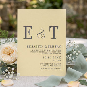 Convite Casamento Minimalista Amarelo Manteiga Elegante