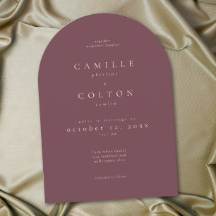 Convite Casamento Minimalista Arco Burgundy Vinho