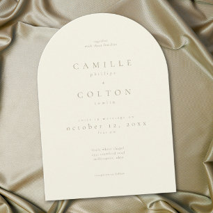 Convite Casamento Minimalista Arco de Marfim Elegante