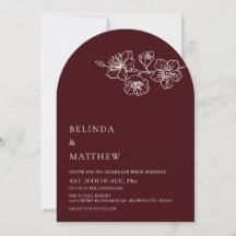 Casamento Minimalista Arte Linha Branca Borgonha