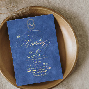 Convite Casamento Minimalista Azul Chic Dusty