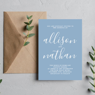 Convite Casamento Minimalista Azul-Glaciar 1 Verdadeira Si